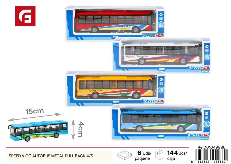Set de 4 autobuses modelo retro a fricción - Juguetes de vehículos y diversión