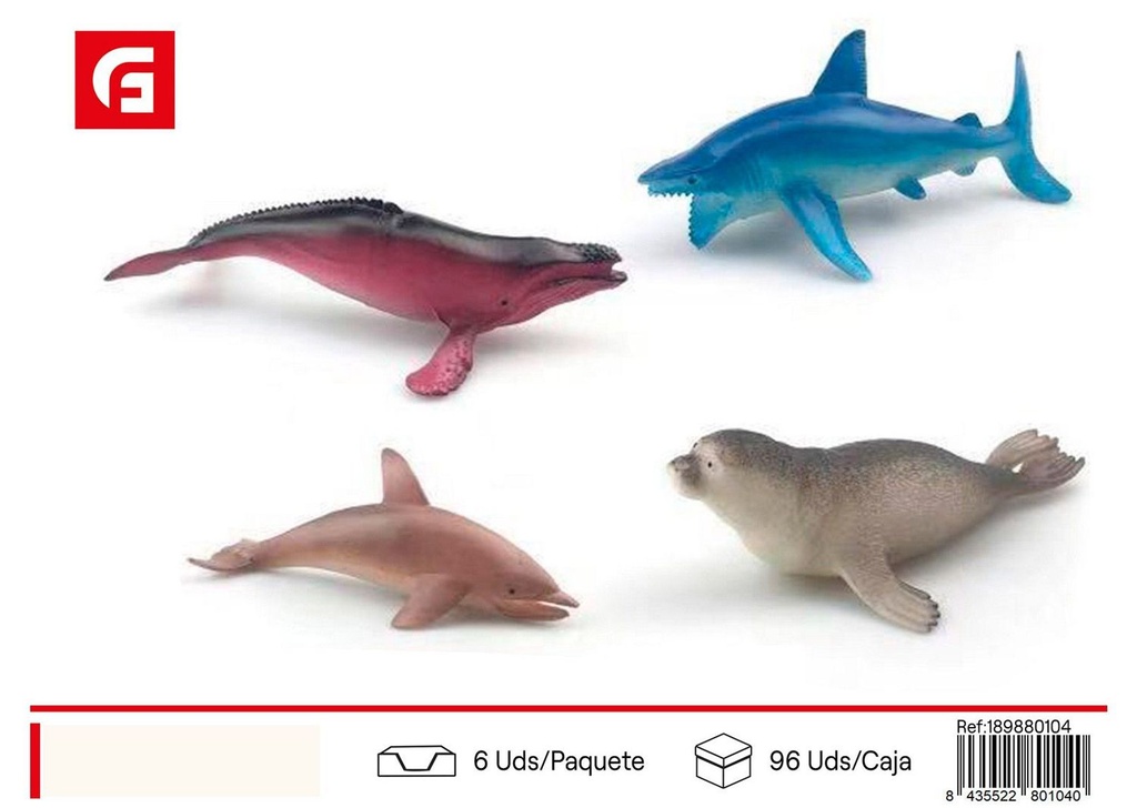 Set de 4 animales marinos de 5 pulgadas - Juguetes de animales acuáticos
