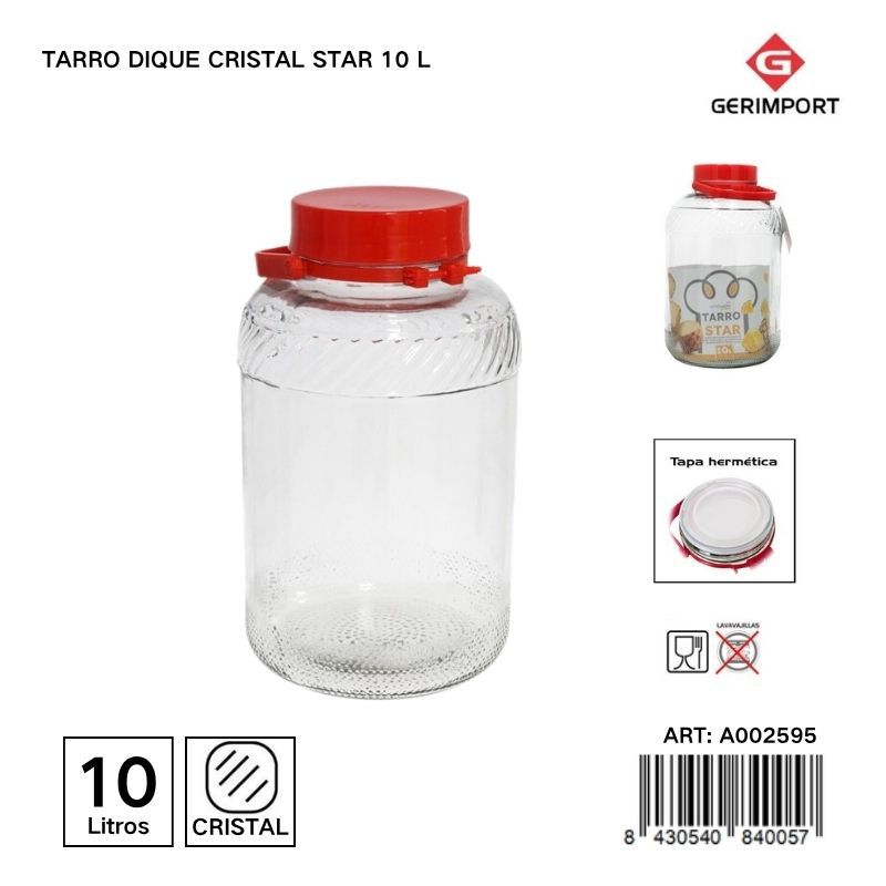 Tarro dique cristal Star 10 L - Almacenamiento de cocina