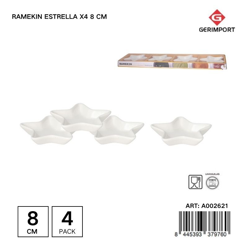 Plato pequeño en forma de estrella Ramekin x4 8 cm - Utensilios de cocina y recipientes para aperitivos