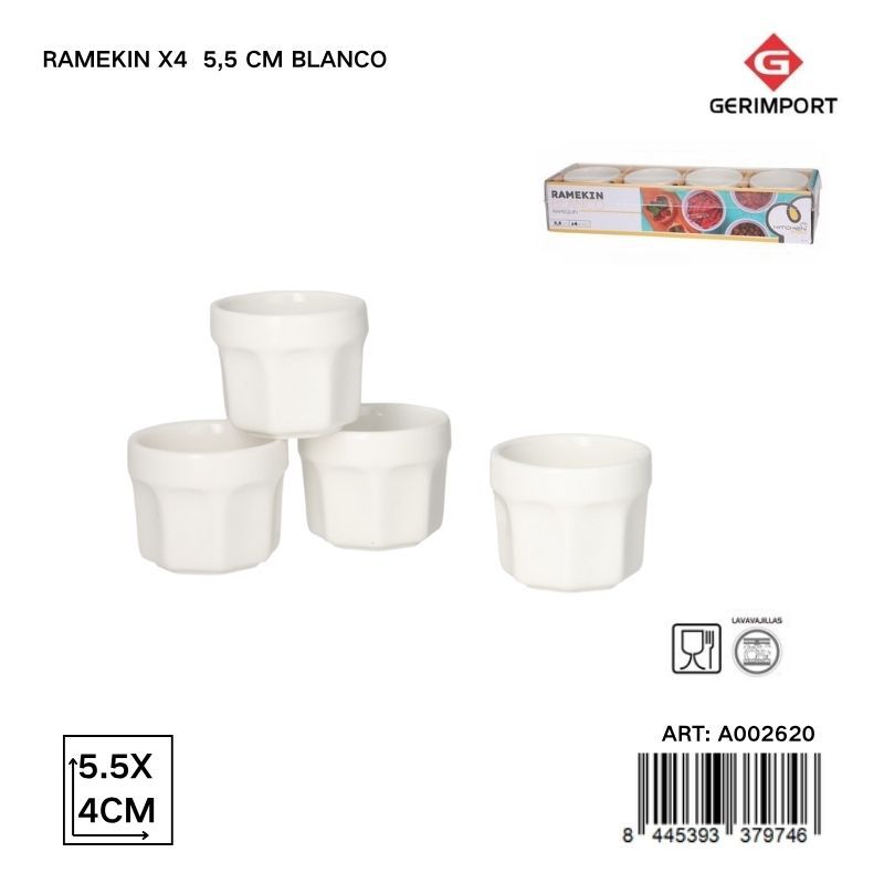 Plato pequeño Ramekin x4 5.5 cm blanco - Utensilios de cocina y recipientes para aperitivos