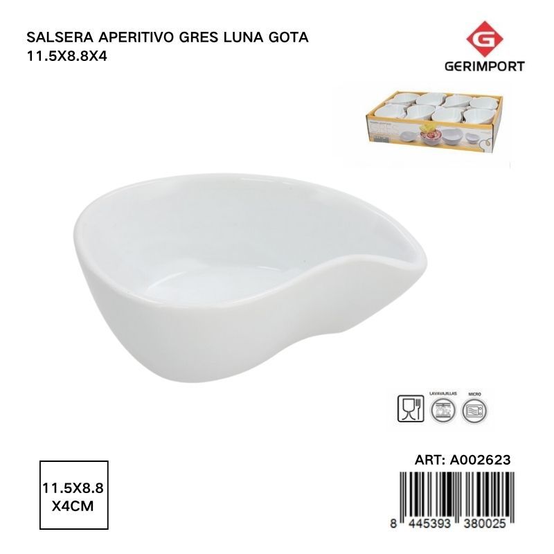 Salsera aperitivo de gres gota Luna 11.5x8.8x4 cm - Utensilios de cocina y recipientes de gres