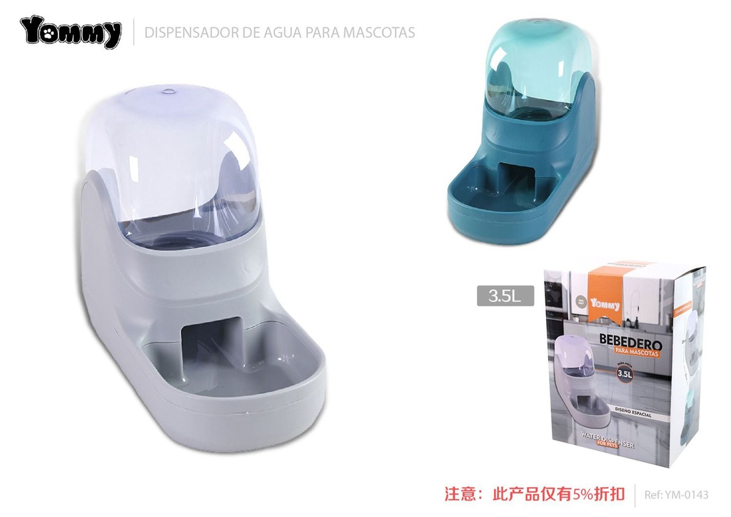 Dispensador de agua para mascotas 3.5L - Accesorios para mascotas