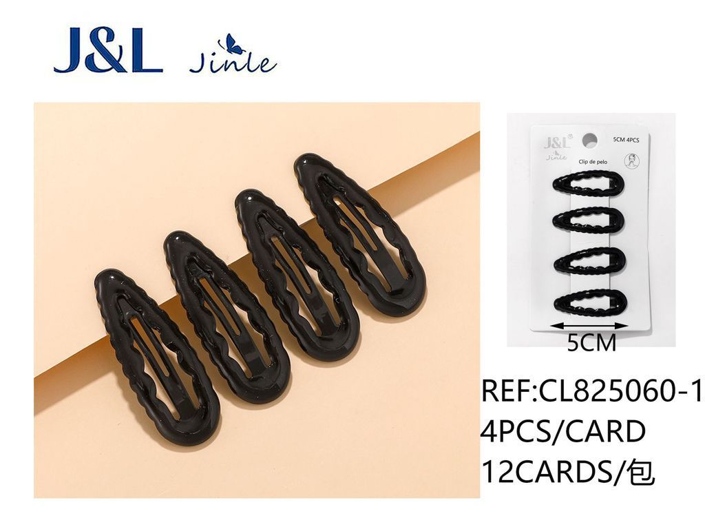 Pack de 4 ranas de 5 cm negras - Accesorios para el cabello y pinzas decorativas