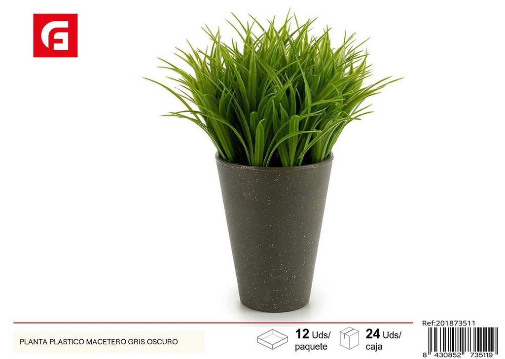 Planta artificial en macetero gris oscuro - Plantas decorativas para el hogar