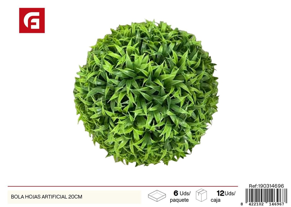 Bola de hojas artificial 20 cm - Decoración de jardín y plantas artificiales