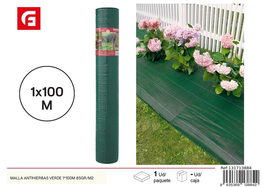 Malla antihierbas verde 1x100m 85 gr/m2 - Accesorios para jardín y protección