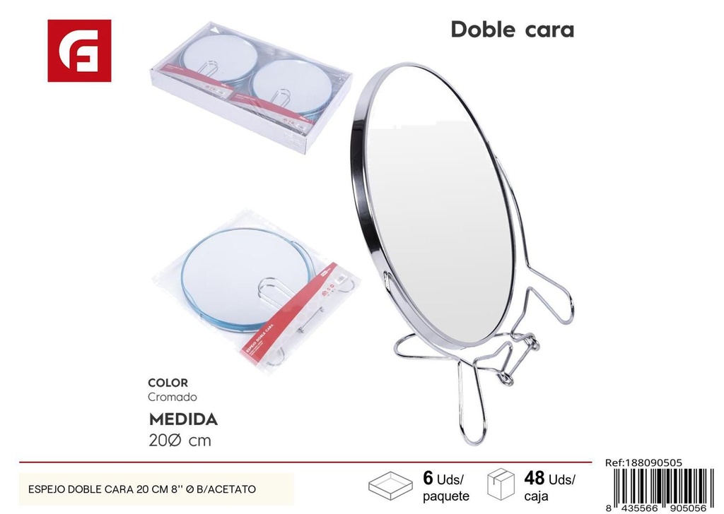 Espejo doble cara 20 cm - Accesorios de belleza