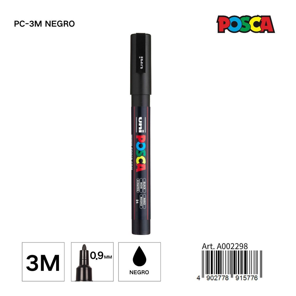Marcador POSCA negro 0.9MM - Artículos de papelería y manualidades