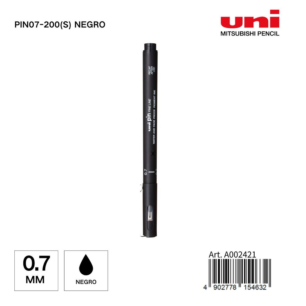 Marcador de tinta UNI-PIN 0,7 mm negro - Papelería y materiales de escritura