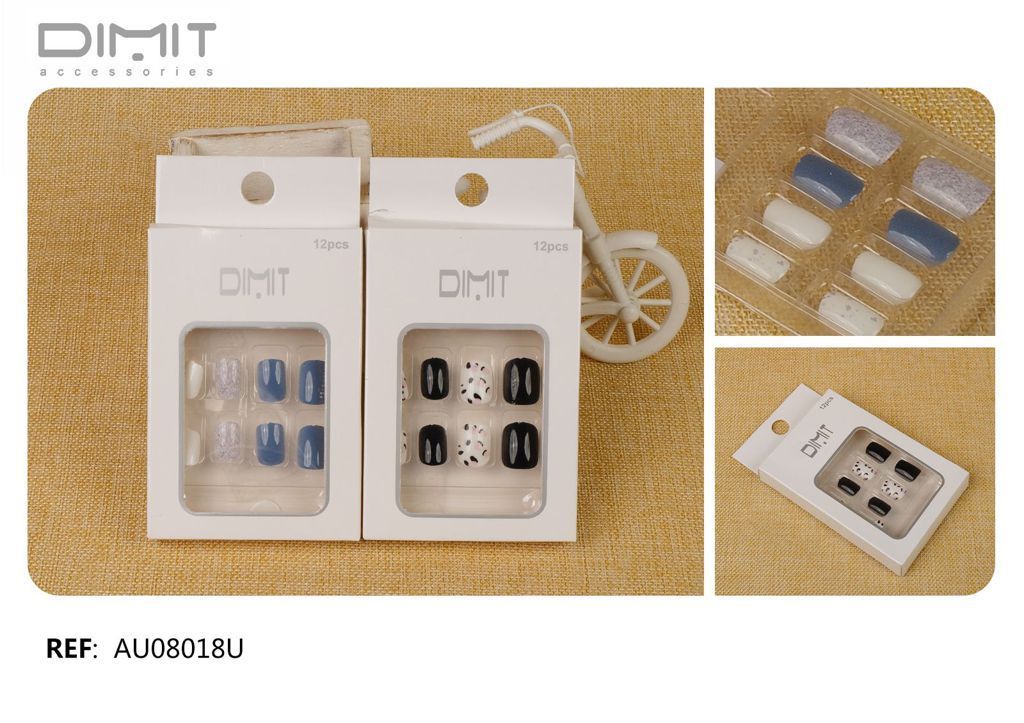Uñas postizas 12/u AU08018U - Uñas postizas para adultos