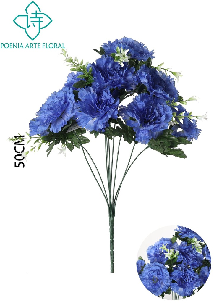 Arreglo floral artificial de 9 cabezas - Clavel - Ramos de flores