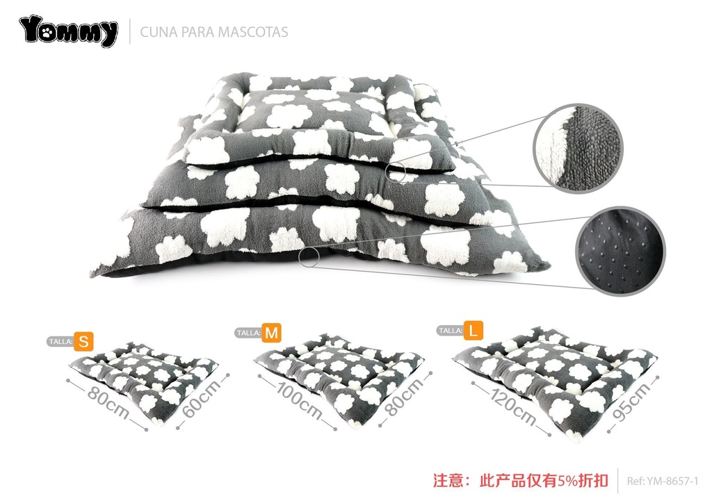 Colchoneta para mascota (juego de 3 piezas) gris - Accesorios para mascotas