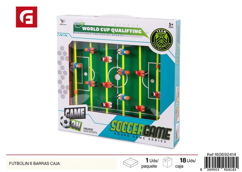 Futbolín 6 barras caja - Juguetes y entretenimiento