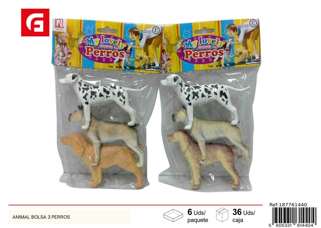Juguete perro 3 perros en bolsa - Juguetes de animales