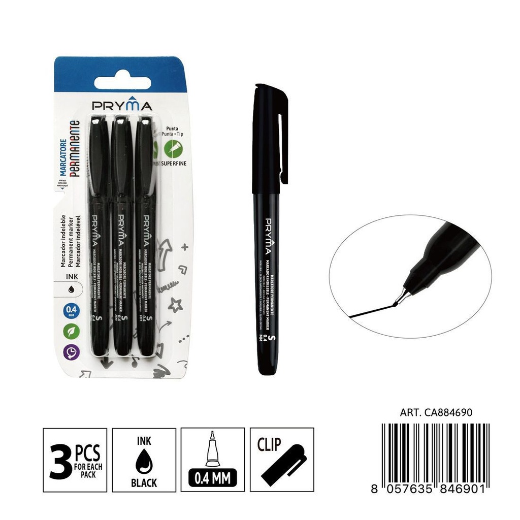 Marcador para CD punta S 0.4 mm 3 piezas negro - Instrumentos de escritura y marcadores