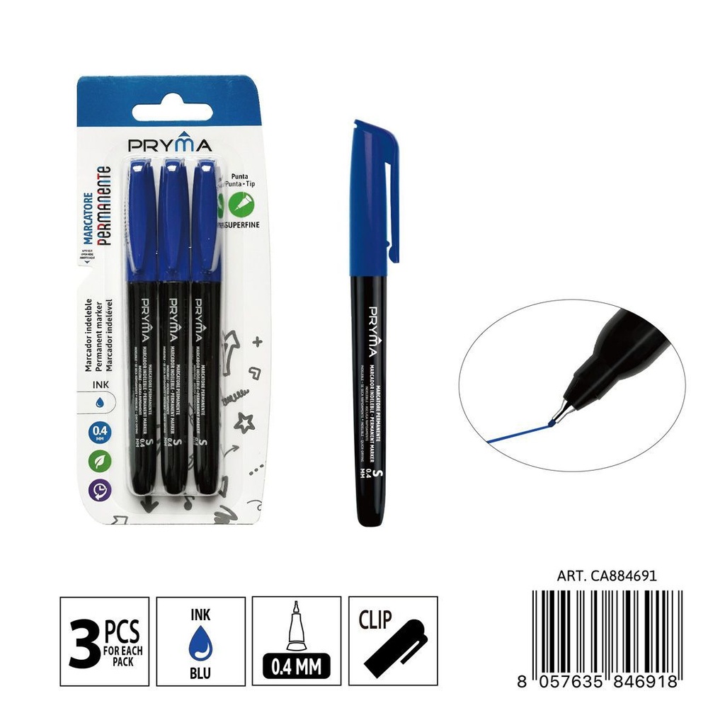 Marcador para CD punta S 0.4 mm 3 piezas azul - Instrumentos de escritura y marcadores