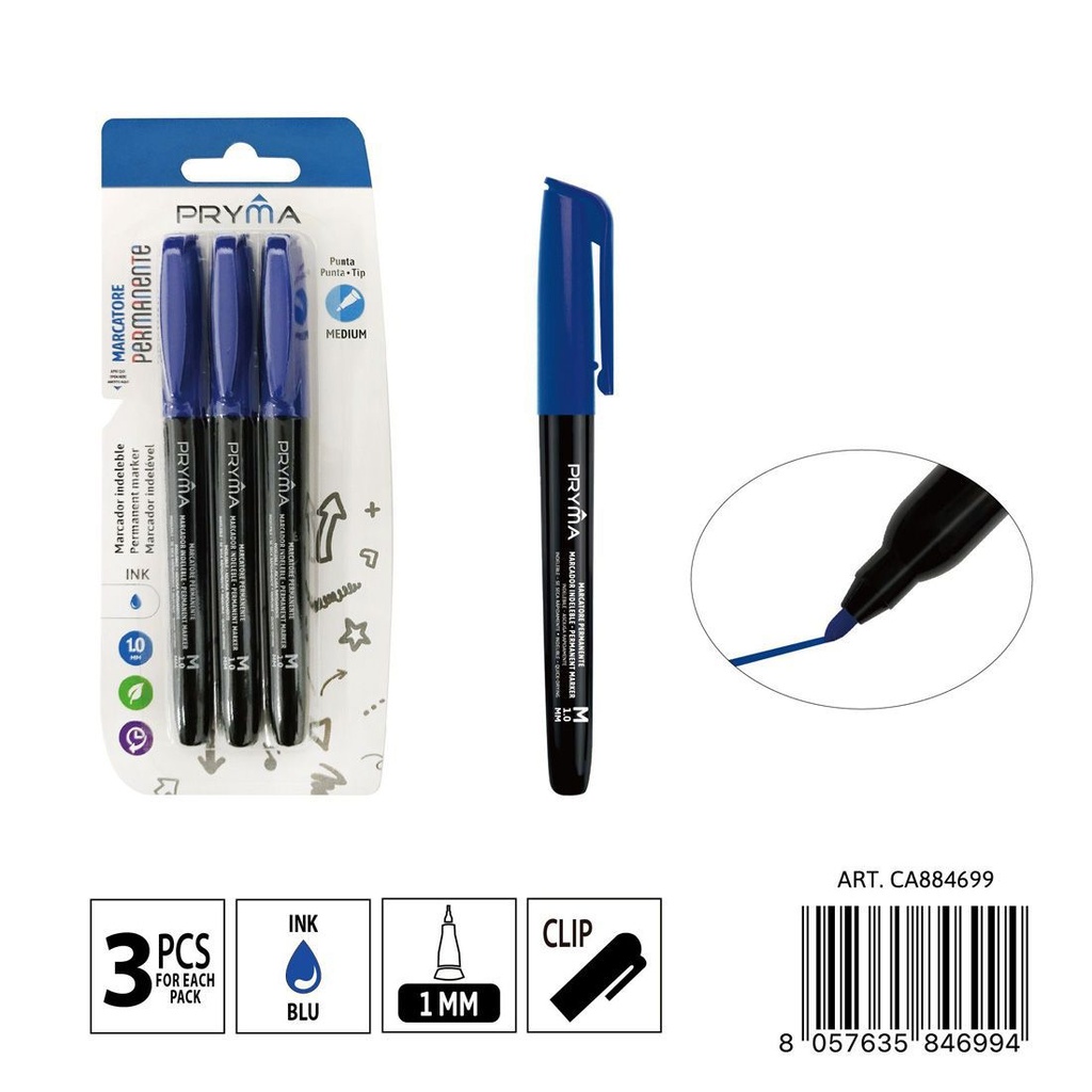 Marcador para CD punta M 1 mm 3 piezas azul - Instrumentos de escritura y marcadores