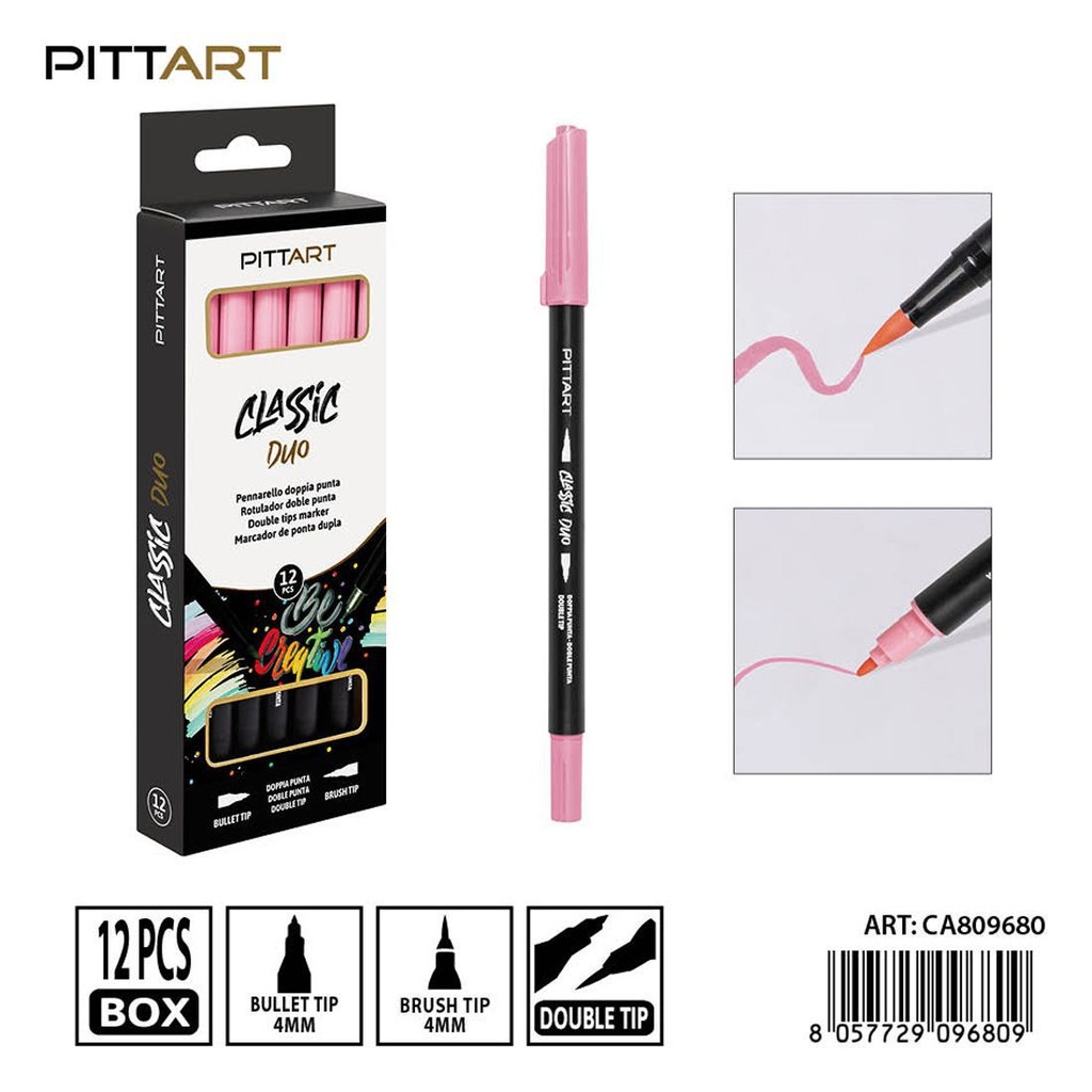 Ratulado doble punta pincel 12 piezas 018 rosa - Material de pintura y dibujo