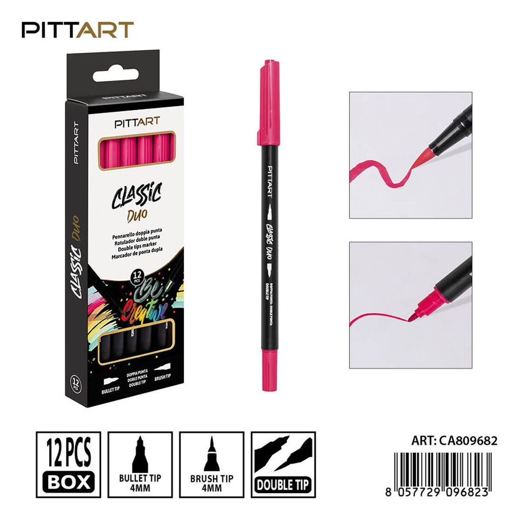 Ratulado doble punta pincel 12 piezas 021 negro - Material de pintura y dibujo