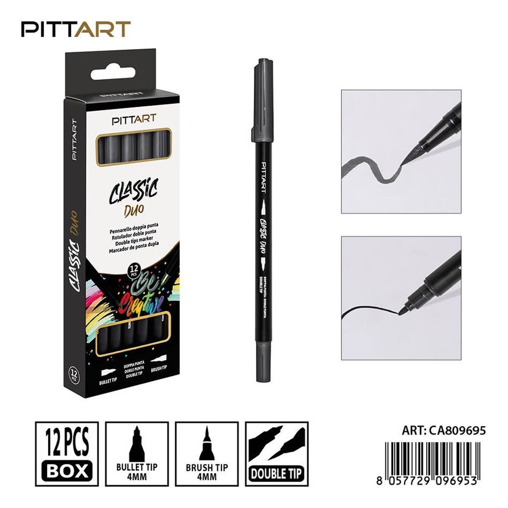 Ratulado doble punta pincel 12 piezas 033 gris oscuro - Material de pintura y dibujo