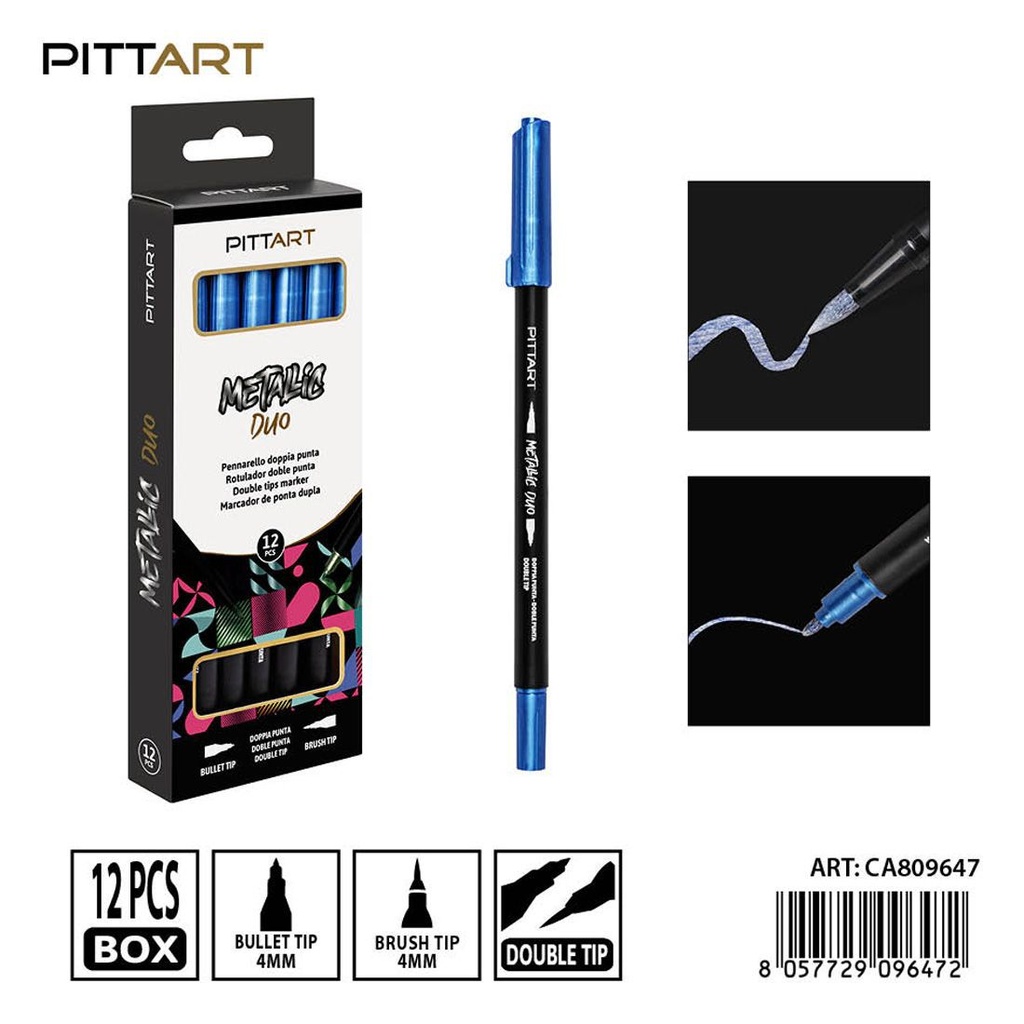 Ratulado doble punta metálico 12 piezas 063 azul - Material de pintura y dibujo