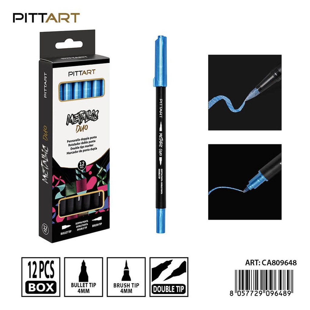 Ratulado doble punta metálico 12 piezas 064 azul claro - Material de pintura y dibujo
