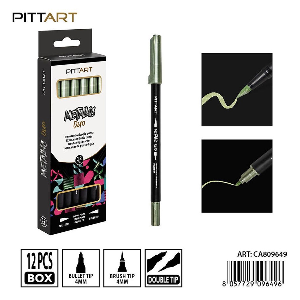 Ratulado doble punta metálico 12 piezas 065 verde oscuro - Material de pintura y dibujo