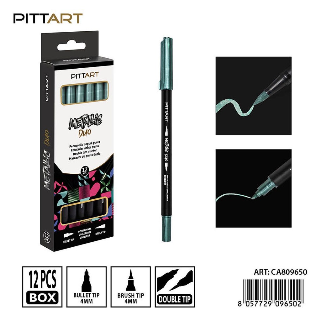 Ratulado doble punta metálico 12 piezas 066 verde - Material de pintura y dibujo