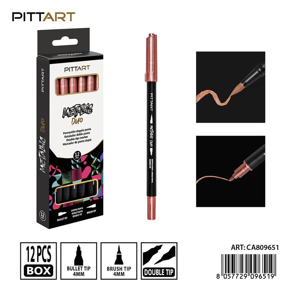 Ratulado doble punta metálico 12 piezas 067 marrón - Material de pintura y dibujo