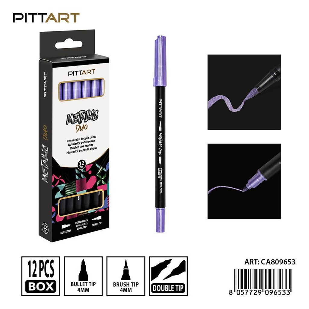 Ratulado doble punta metálico 12 piezas 069 púrpura - Material de pintura y dibujo