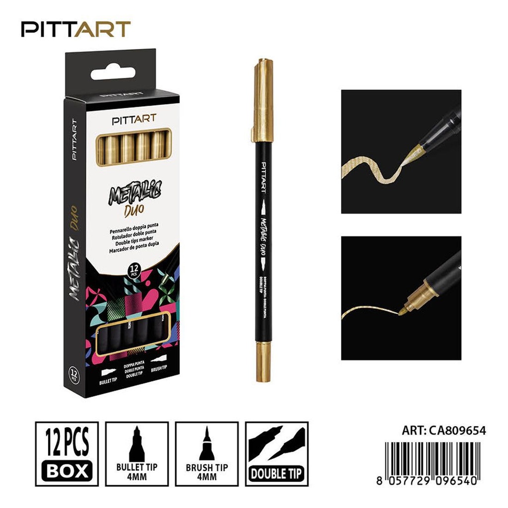 Ratulado doble punta metálico 12 piezas 070 oro - Material de pintura y dibujo