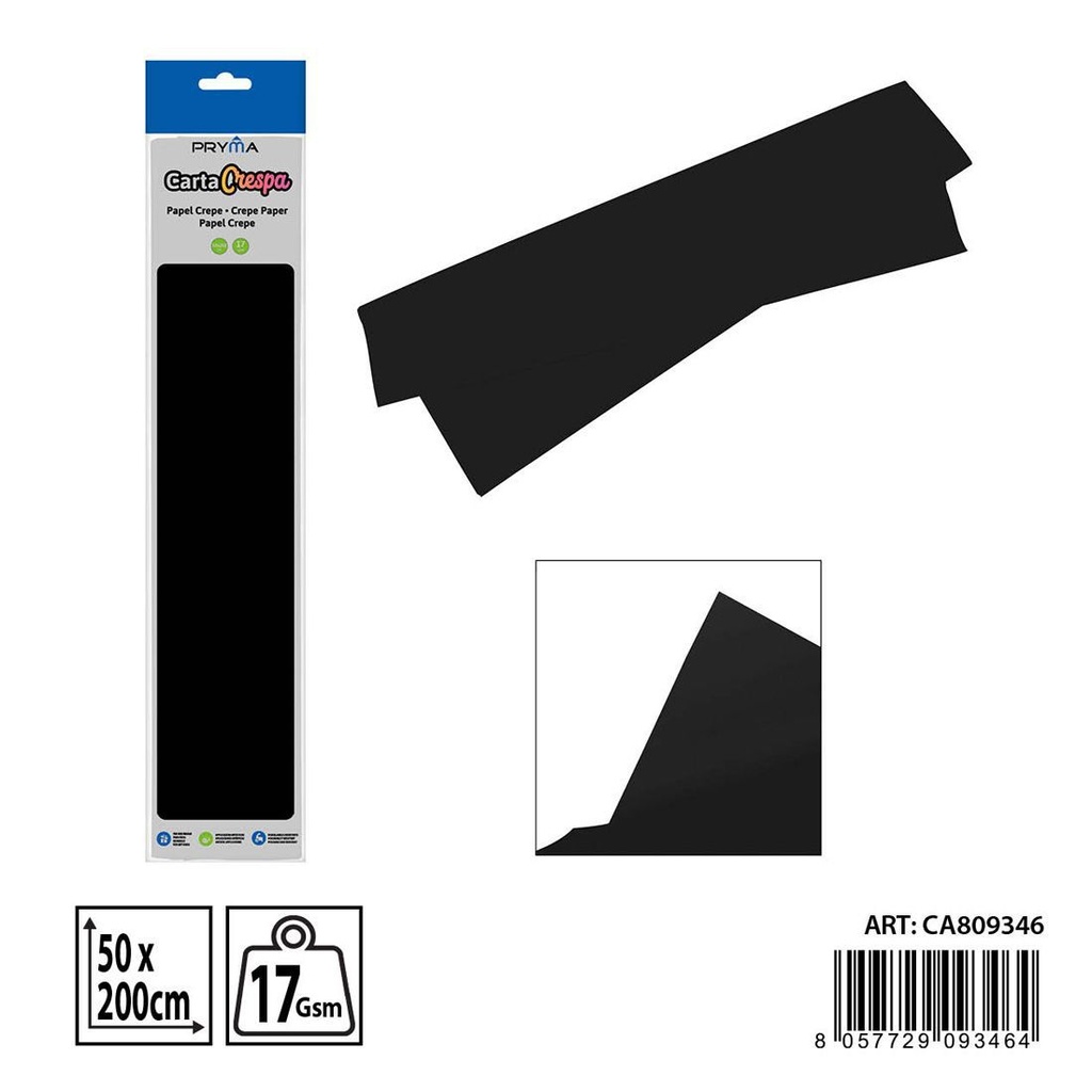 Papel crepé negro 50x200cm - Papelería para manualidades y papel
