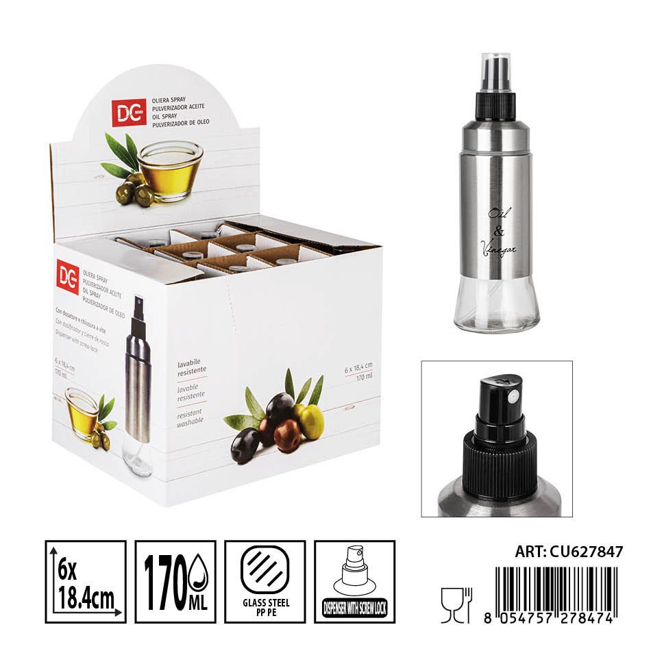 Aceitera de spray de metal 6X18.4CM 170ML - Almacenamiento de líquidos