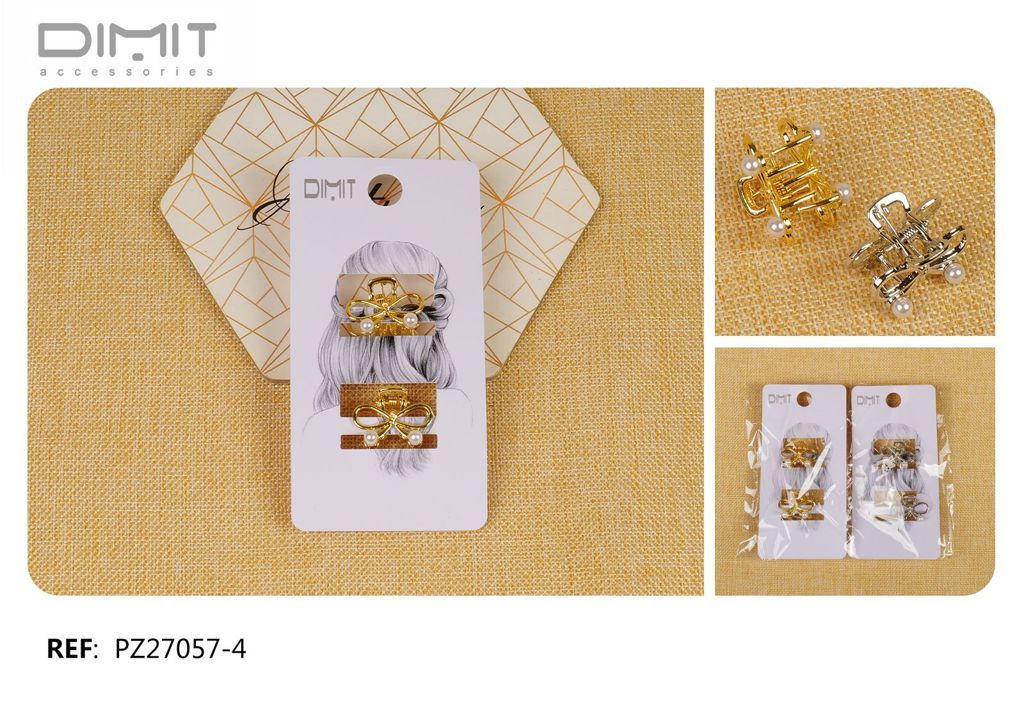 Pack de 2 mini pinzas lazo metal 12/U PZ27057-4 - Accesorios para el cabello