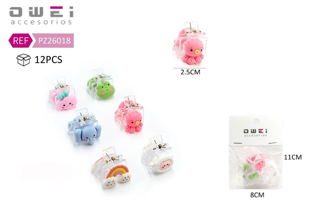 Pack de 3 mini pinzas de 2.5 cm 12 unidades - Accesorios para el cabello y pinzas decorativas