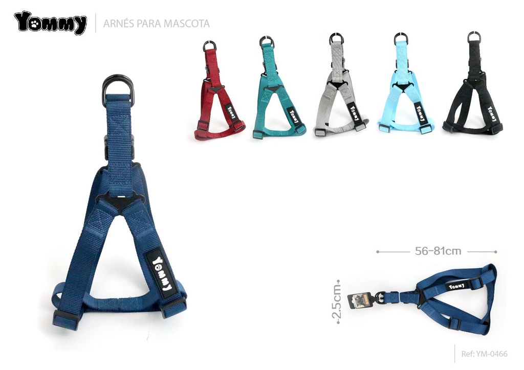 Arnés para mascotas de nylon 2.5x56-81 cm - Accesorio para mascotas
