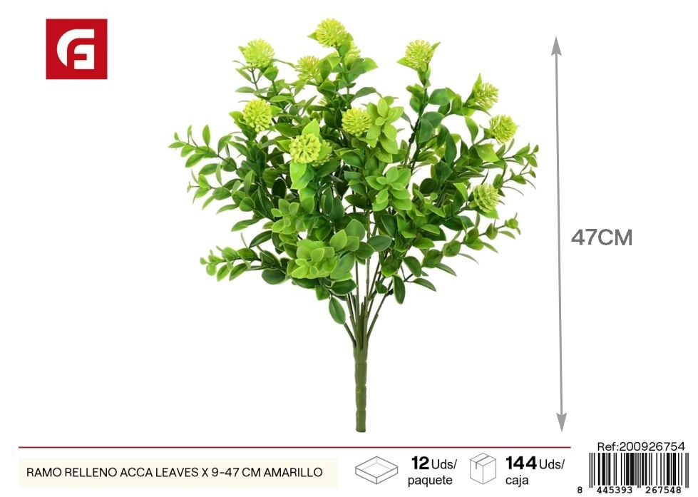 Ramo de hojas de ACCA amarillas 9 piezas 47 cm - Decoraciones florales únicas