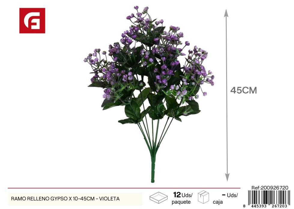 Ramo de gypsos violetas 10 piezas 45 cm - Flores de relleno para decoración