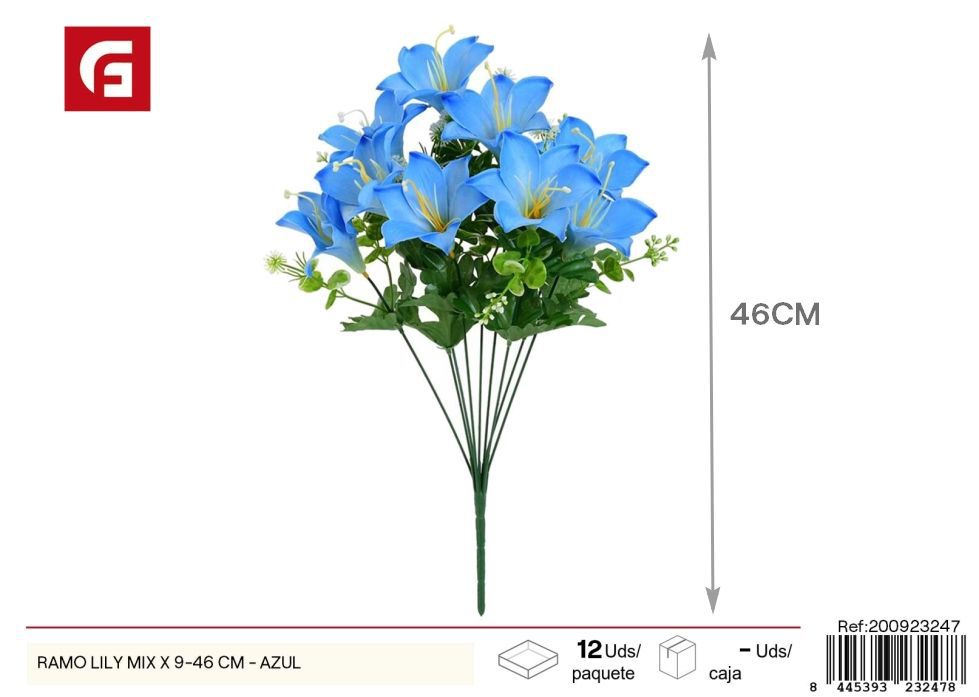 Ramo mixto de lirios azules 9 piezas - Ramos decorativos y arreglos florales