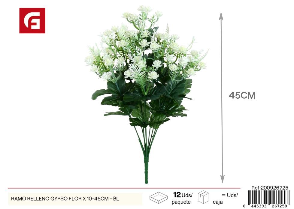 Ramo de gypsos blancos 10 piezas 45 cm - Flores de relleno elegantes