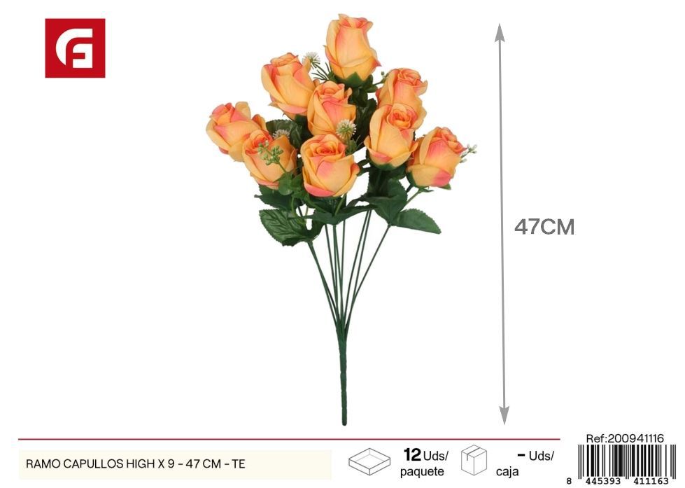 Ramo de Capullos altos tea x 9 - 47 cm - Decoración floral