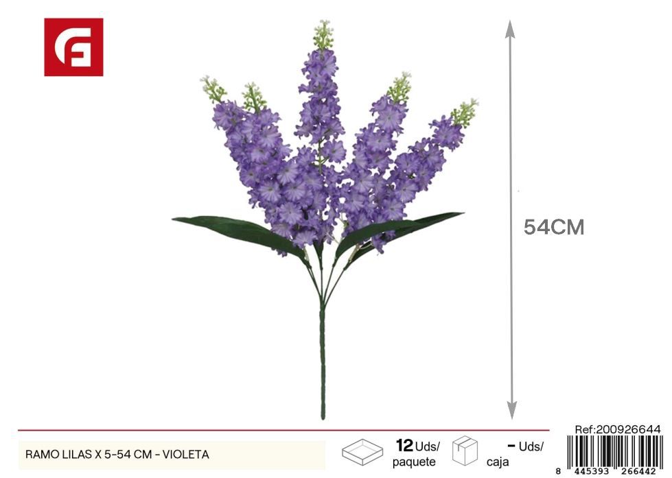 Ramo de lilas violetas 5 piezas 54 cm - Ramos de flores decorativas
