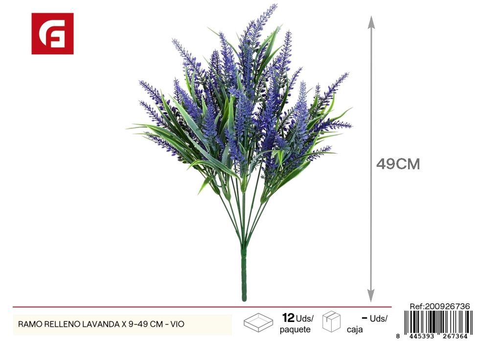 Ramo de lavanda violetas 9 piezas 49 cm - Ramos de flores para el hogar