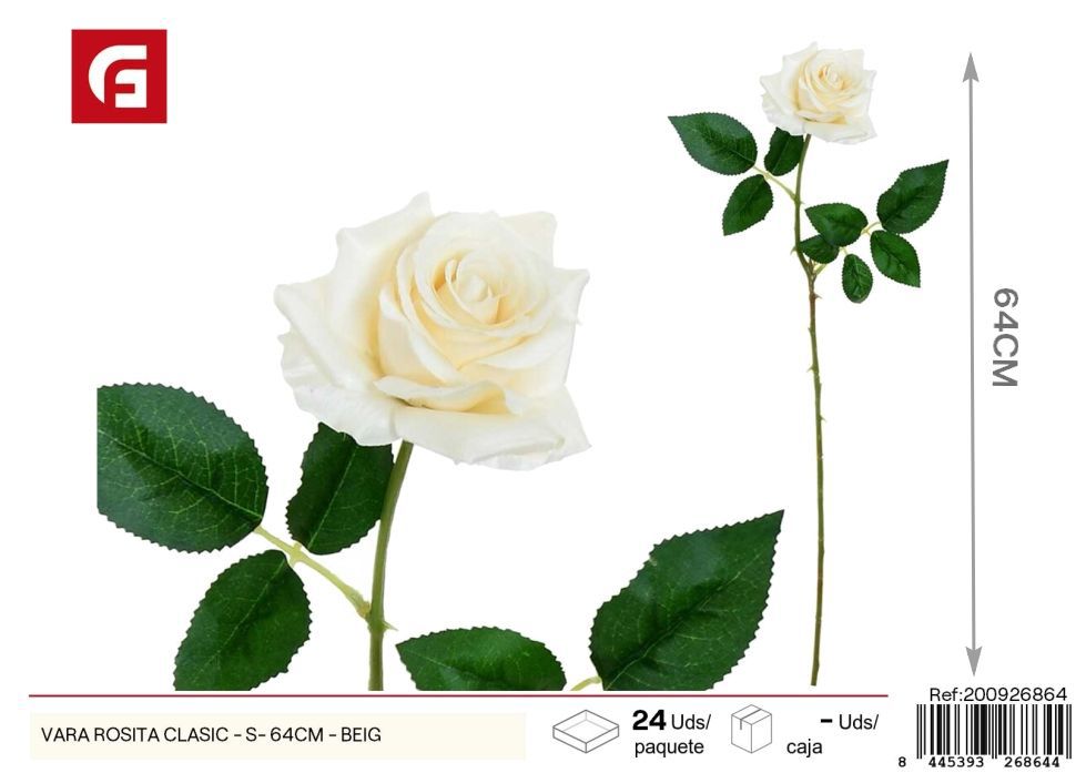 Vara de Rosita clásica S - 64 cm Beige - Decoración floral