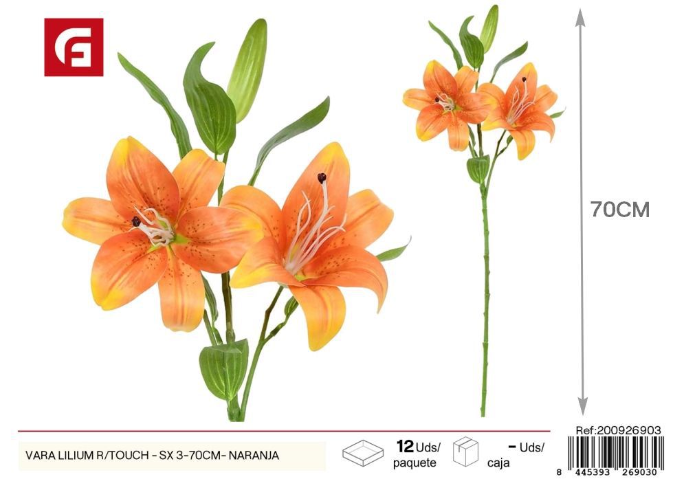 Vara de Lilium R/Touch S - 3 x 70 cm Naranja - Flores artificiales
