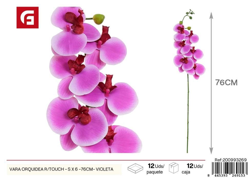 Vara de Orquídea R/Touch S - 6 x 76 cm Violeta - Flores artificiales
