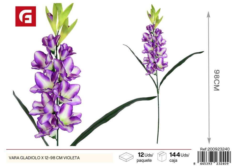 Vara de Gladiolos x 12 - 98 cm Violeta - Flores artificiales
