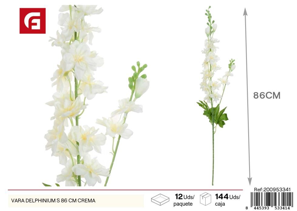 Vara delphinium S 86 cm crema - Flores artificiales decorativas