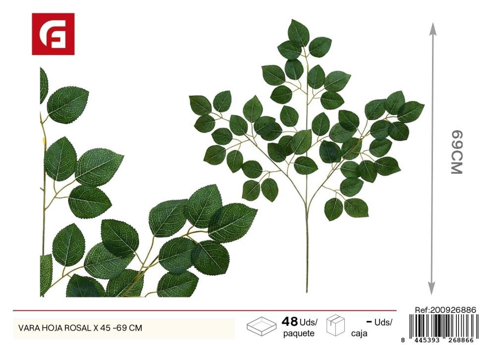 Vara de hoja Rosal x 45 - 69 cm - Flores artificiales